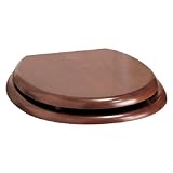 Porcher 71125-00.640 Round Front Slow Close Toilet Seat with Brushed Nickel Hinges, Antique Cherry