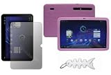 Pink Silicone Skin Cover + LCD Screen Protector + Fishbone Style Keychain for Motorola XOOM Tablet