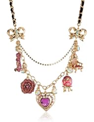Betsey Johnson "Imperial Princess" Heart Multi-Charm Necklace, 19"