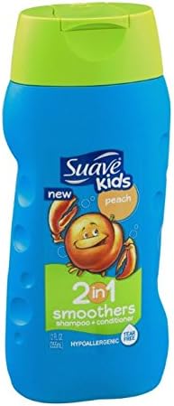 Suave Kids Variety Bundle (Includes ONE Suave Kids Free and Gentle Body Wash w/Muppets, 12 Oz., TWO Suave Kids 2-in-1 Smoothers, One White Grape, One Peach, 12 Oz. Each, ONE Suave Kids Apple Detangler, 10.5 Oz., ONE Suave Kids Detangler in Swirlberry, 8.5 Oz., Plus ONE Fun Bathtime Body Pouf) (6 Pc. Bundle)