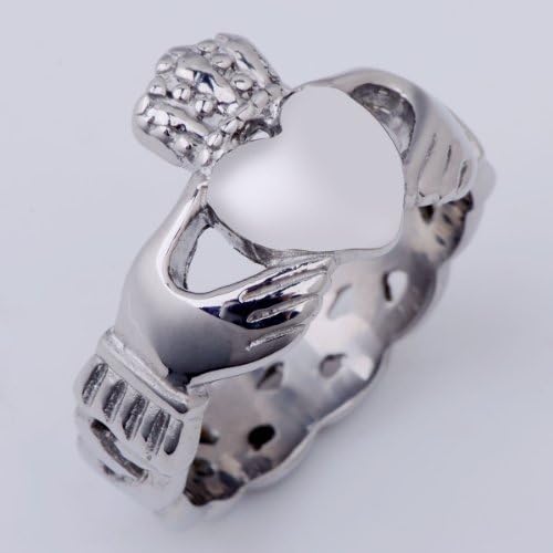 Hydia Steel Jewelry Claddagh Ring with Celtic Knot Eternity Design Silver (11)