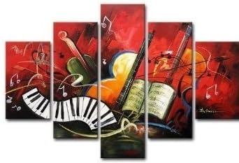 art painting The Music Score Modern Artwork 5 Panels 100% Hand-painted Abstract Oil Painting on Stretched and Framed Canvas Wall Art for Home Decor 5pcs/set