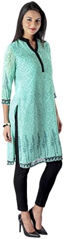 Uptowngaleria Women's Hand Block Cotton Straight Kurta XX-Large Green