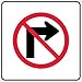 NMC TM203J Traffic Sign, No Right Turn Arrow Graphic, 24" Length x 24" Height, Engineer Grade Prismatic Reflective Aluminum 0.080, Black/Red on White