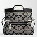 AUTHENTIC COACH BONNIE SIGNATURE FOLDOVER CONVERTIBLE SHOULDER/BUSINESS TOTE 13386 (BW/BW)