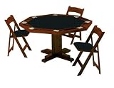 Kestell 52" Pedestal Base Ranch Oak Poker Table with Black Fabric