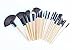 Ecvtop 24pcs Professional Bridal Eye Lip Powder Face Makeup Brush Set Cosmetic Makeup Brush Tools with Faux Leather Pouch (Wood)