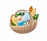 Wallmonkeys Peel and Stick Wall Decals - Wicker Basket with Dairy Products, Bake and Other Food - 48