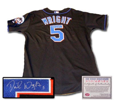 David Wright Autographed Authentic Majestic New York Mets Black Jersey
