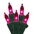 Set of 100 Pink Mini Christmas Lights - Green Wire