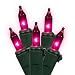 Set of 100 Pink Mini Christmas Lights - Green Wire