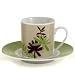 Kitchen & Housewares : Green and Burgundy Leaf Retro Espresso Cup and Saucer Demitasse set, Service for 6