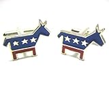 Democrat Donkey Cufflinks : Silver & Enamel
