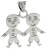 Sterling Silver 1 (26 mm) Twin Boys Pendant