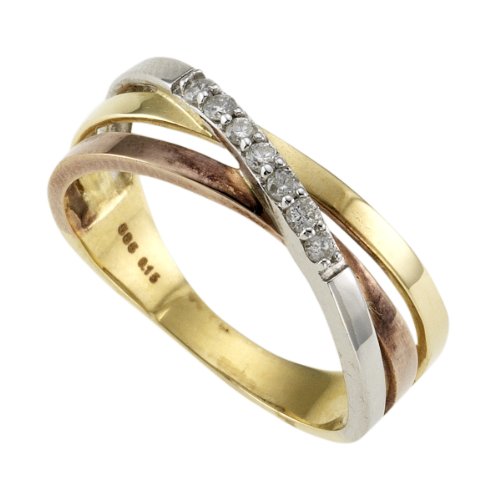 Diamonds by Ellen K. - Damenring Gr&ouml;&szlig;e 58 aus 333/- Gelb- Wei&szlig;- und Rotgold besetzt mit 7  Preisvergleich