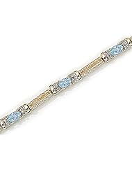 10kt Yellow Gold Oval Aquamarine and Diamond Bracelet