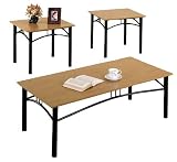 New 3 Piece Oak Table Top with Black Metal Legs Coffee Table Set with 2 End Tables 41bYd9muLOL. SL160 New 3 Piece Oak Table Top with Black Metal Legs Coffee Table Set with 2 End Tables