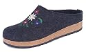 Haflinger Grizzly Clog with Flower Embroidery in Charcoal