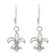 Sterling Silver White Opal Fleur de Lis Earrings