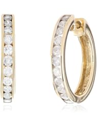 10k Gold Channel-Set Diamond Hoop Earrings (1 cttw, H-I Color, I2-I3 Clarity)