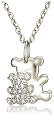 Platinum Overlay Sterling Silver Cubic Zirconia Bear Pendant, 18"