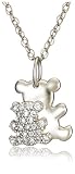 Platinum Overlay Sterling Silver Cubic Zirconia Bear Pendant, 18