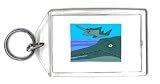 Keychain with swimming, resting, sawfish
