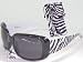 Ce Zebra Pattern Sunglasses White Interior Bonus Drawstring Sunglasses Pouch