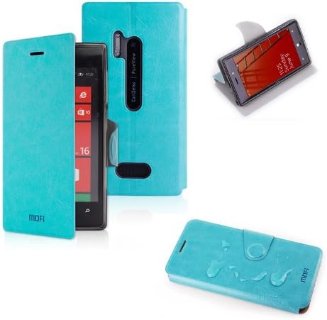 Mofi Flip Premium Pu Thin Leather Cover Case (With NFC Tag) for Nokia Lumia 928 (Blue)