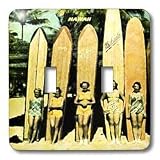 Florene Hawaii - 5 Vintage Ladies In Hawaii With Surf Boards - Light Switch Covers - double toggle switch