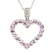 10k White Gold Heart Shaped Lab-Created Pink Sapphire Pendant w/ Diamond Accent