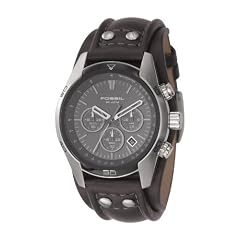 Fossil Herren-Armbanduhr Chronograph Leder schwarz Sport CH2586
