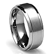 8MM Men's Titanium Ring Wedding Band with Flat Brushed Top and Polished Finish Edges