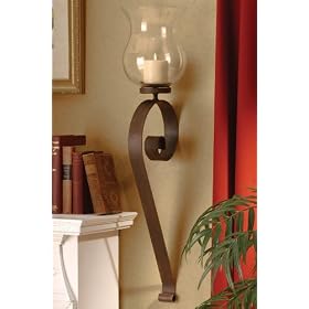 Scroll Wall Hurricane With Candle, 36Hx8W, METAL by Home Decorators Collection