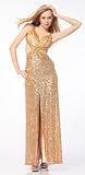 3068 FORMAL SEQUINS HALTER BALL GOWN DRESS