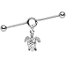 Body Candy Stainless Steel Handcrafted Sea Turtle Dangle Coil Industrial Barbell 32mm