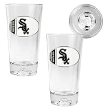 Chicago White Sox MLB 2pc Pint Ale Glass Set with Baseball Bottom - Oval Logo