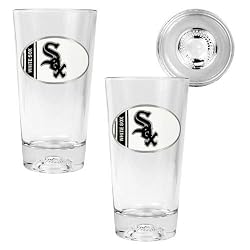Chicago White Sox MLB 2pc Pint Ale Glass Set with Baseball Bottom - Oval Logo by Great American Products