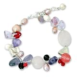 Pearl and Amethyst Beaded Bracelet, 'Lilac Rose'