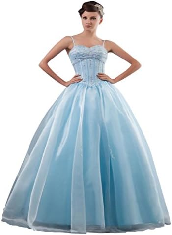 Spaghetti Straps Beaded Corset Ball Gown Wedding Dress with Lace Up Back