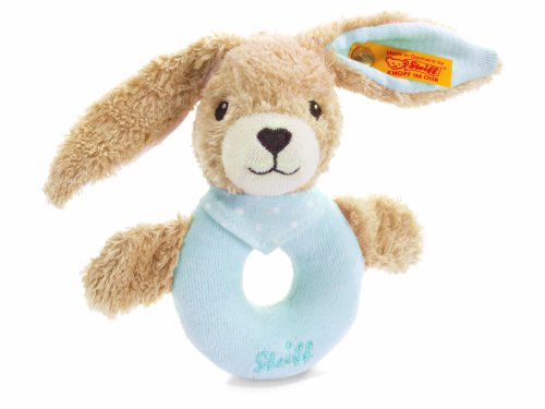 Steiff 237522 - Hoppel Hase Greifring, blau, 12 cm Preisvergleich