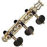 DJ102W-E2 TENOR Classical Guitar Tuners Professional Tuning Key Pegs/Machine Heads for Classical or Flamenco Guitar with Gold Plated Finish and Ebony Buttons.
