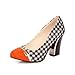 Charm Foot Vintage Damier Womens Chunky Heel Pumps Shoes