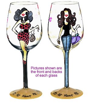 Bottom's Up 15-Ounce It's All About Me Handpainted Wine Glass