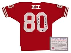 Jerry Rice San Francisco 49ers NFL Hand Signed Authentic Style Away Red Football Jersey with SB XXII