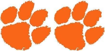 TIGER PAWS (2 PACK)School Sports 3.5" (color: BRIGHT ORANGE) Vinyl Decal Window Sticker for Cars, Trucks, Windows, Walls, Laptops, and other stuff.