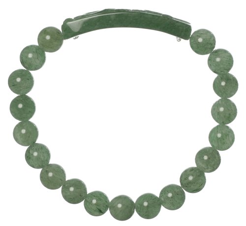 8mm Green Aventurine Stretch Bracelet w/ Carved Dragon Bar, 7 1/2