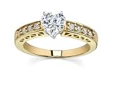 0.9 CT HEART DIAMOND 18K YELLOW GOLD RING NEW