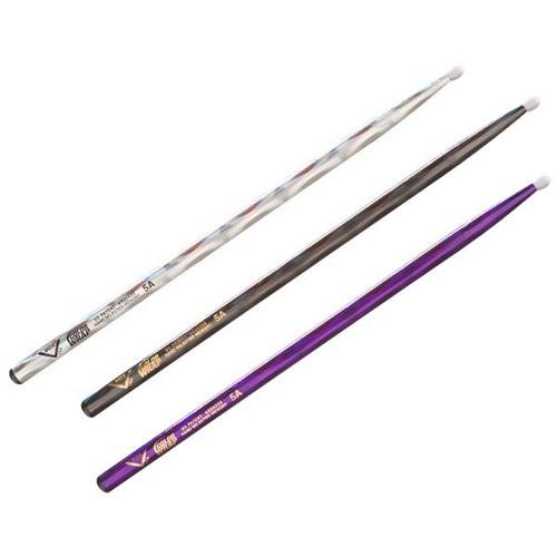 Vater Percussion Color Wrap 5A Drumsticks, Black Optic, Nylon Tip