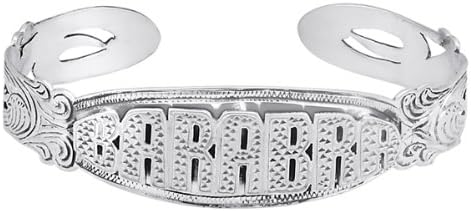Sterling Silver Cuff Bracelet Personalized in 3d Design. Adult Size